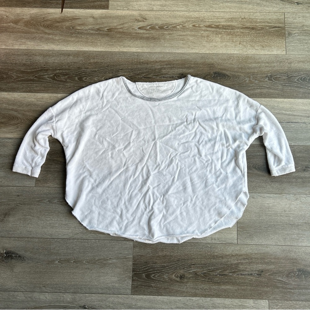 Christina lehr Sweatshirt Cotton Pull Over Size L White 3/4 Sleeve 100 % Cotton